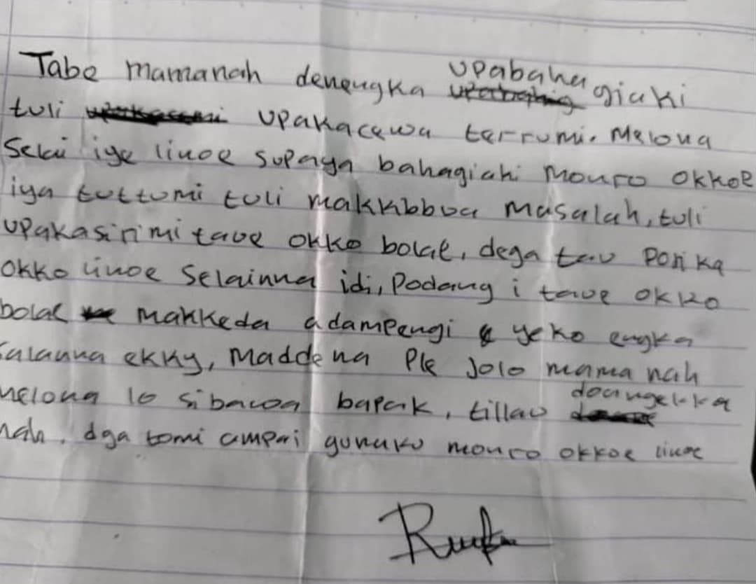 Isi surat yang ditinggalkan RY (15), sebelum gantung diri. - Image