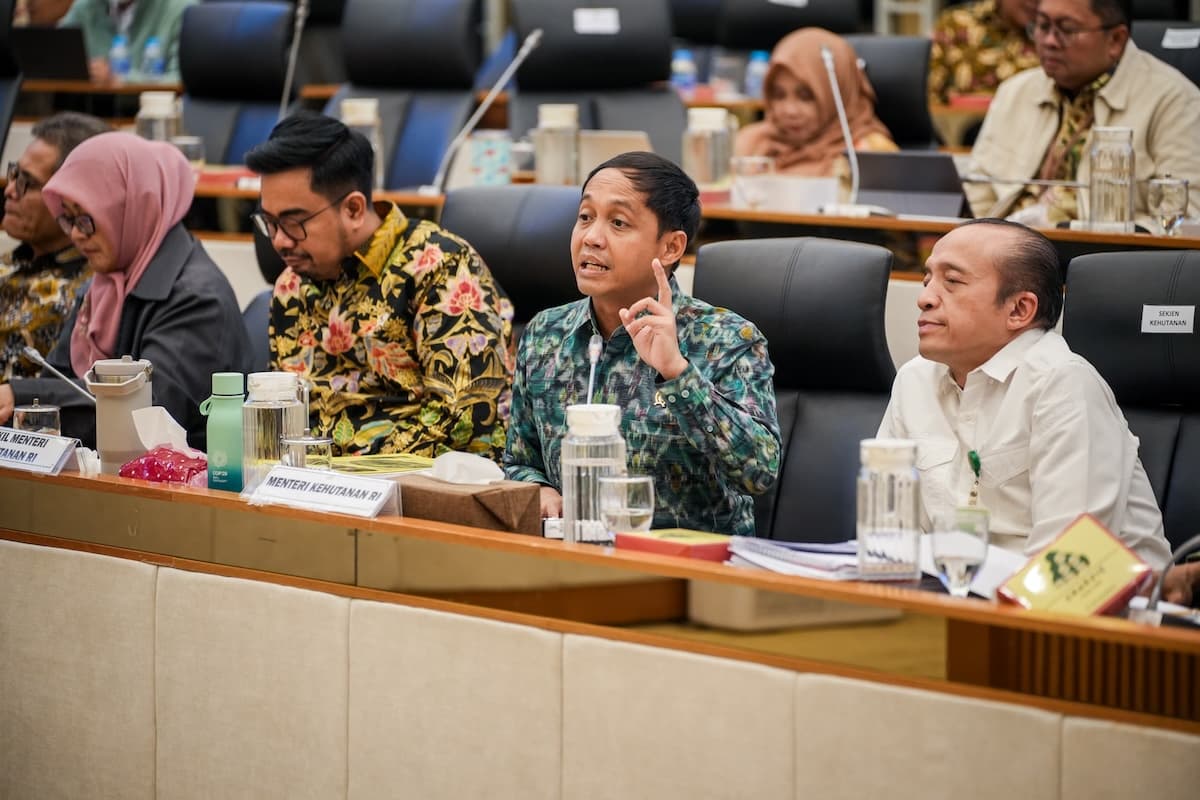 Menteri Kehutanan (Menhut) Raja Juli Antoni dalam rapat kerja dengan Komisi IV DPR RI di Kompleks Parlemen, Senayan, Jakarta, Rabu (20/11). (Istimewa) - Image